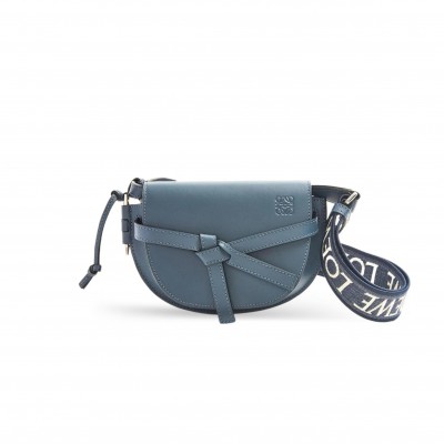 LOEWE MINI GATE DUAL BAG IN SOFT CALFSKIN AND JACQUARD A650N46X13-6901 (21*12.5*9.5cm)